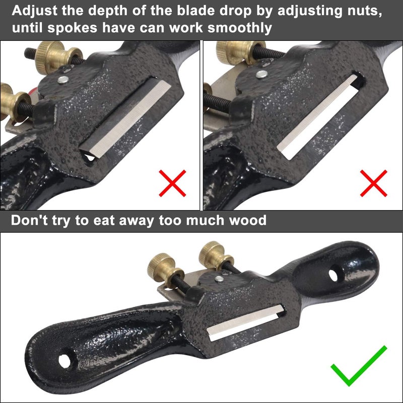 KOOTANS 2pcs 9" 10" Adjustable Spokeshave with Flat Base, 4pcs Replacement Blades and 4-Way Rasp File, Spokeshave Woodworking Tool, Perfect for Wood Craft, Planing Trimming, Deburring Tools - Image 5