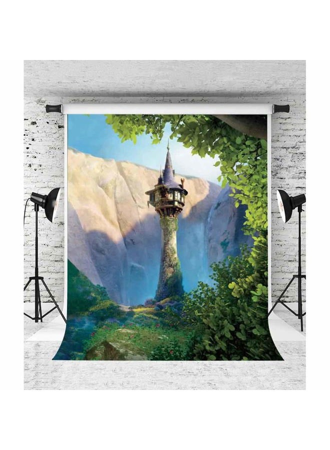 EOA 5(W) x7(H) FT Cartoon Princess Tower Backdrop Fairytale Story Rapunzel Photography Background Baby Shower Children Kids Birthday Party Events Cake Table Decoration Photoshot Props - Image 3