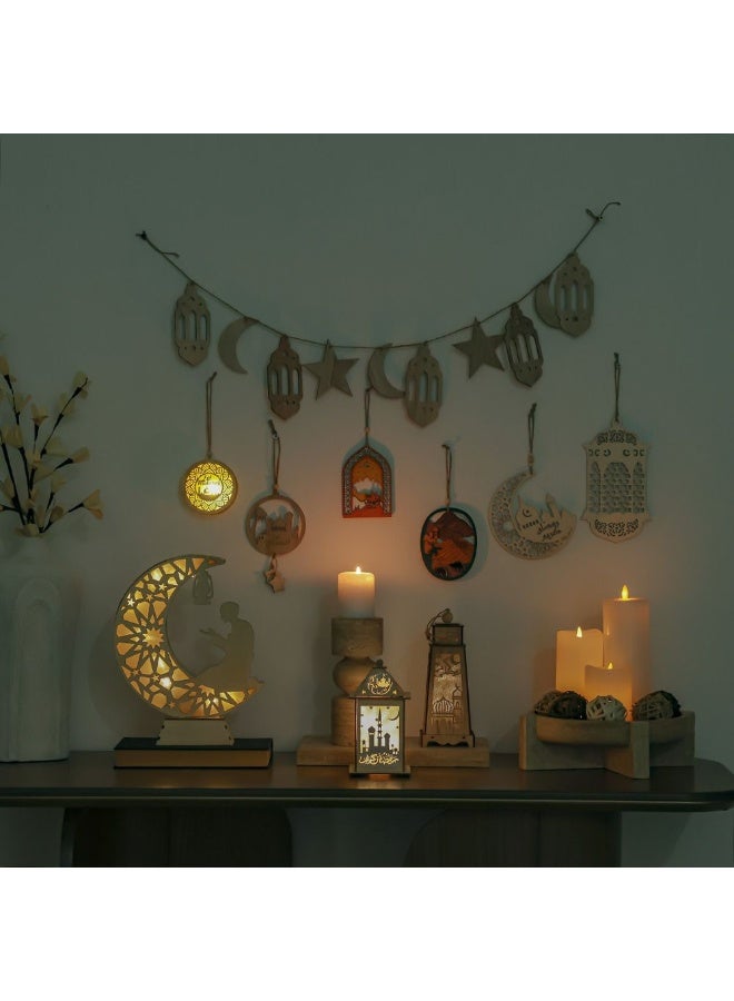 Danube Home Afreen Wood Desert Moon Hanging Decor - 8X0.8X12Cm Natural Brown Layered Figurine Festive Collection Elegant Desert Oasis Ornament For Home & Office| Decorative Home Accessories - Image 3