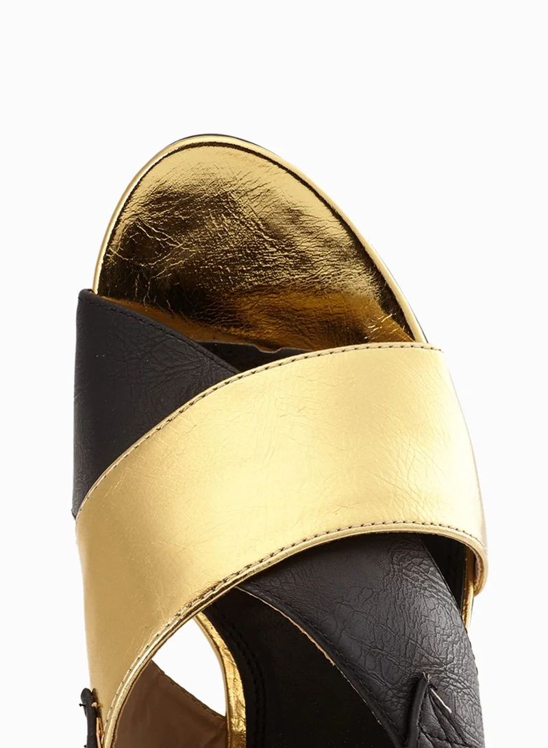 Missguided Contrast Crossover Strap Mules Sandals