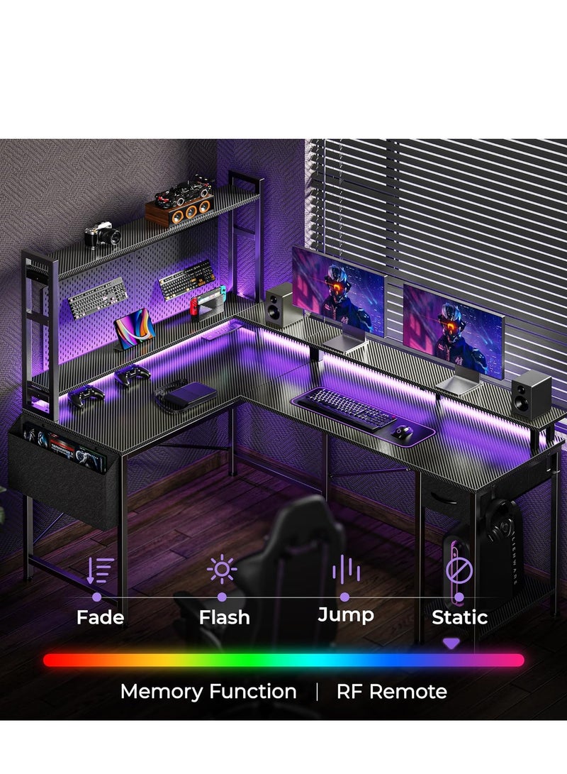 Generic L-Shaped Gaming & Home Office Desk with RGB Lighting and USB Ports Black  - Image 3