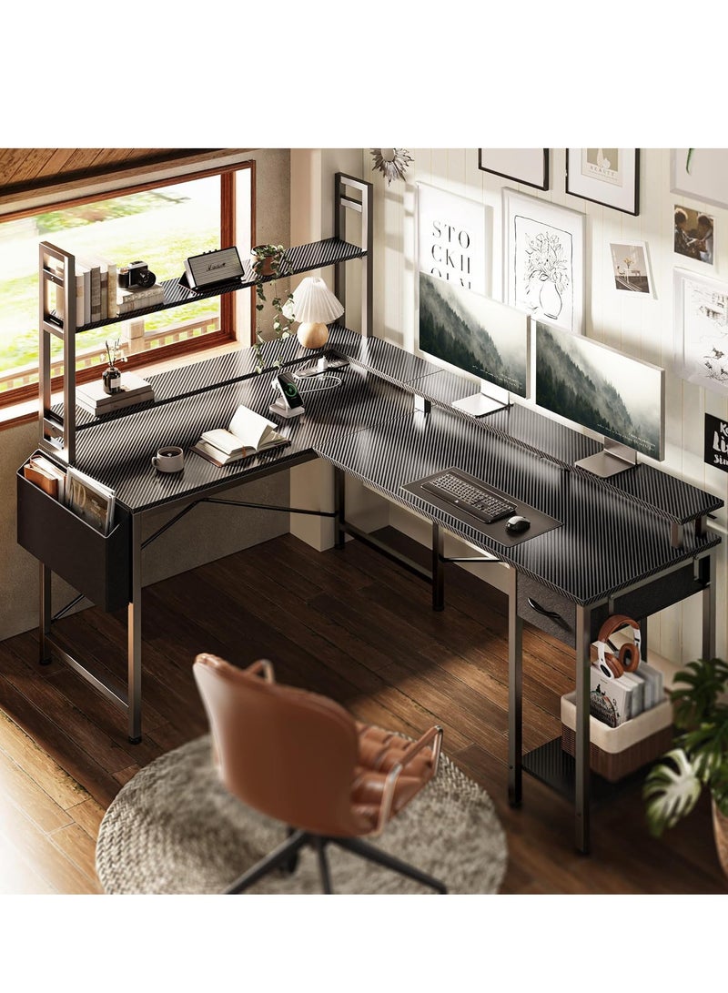 Generic L-Shaped Gaming & Home Office Desk with RGB Lighting and USB Ports Black - Image 3