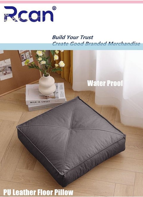 PU Leather Floor Pillow Back Bay Window Tatami Mat Waterproof Cushion Thickened Square With Handle Soft Fluffy Cool Insulation Pillow Suitable for Office Family Car Desks Chairs School