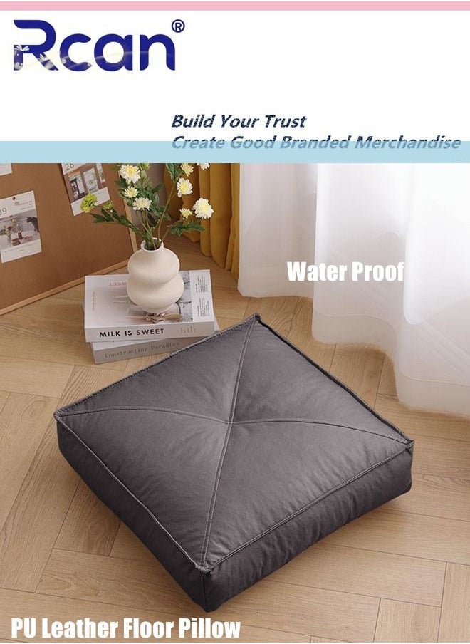 PU Leather Floor Pillow Back Bay Window Tatami Mat Waterproof Cushion Thickened Square With Handle Soft Fluffy Cool Insulation Pillow Suitable for Office Family Car Desks Chairs School