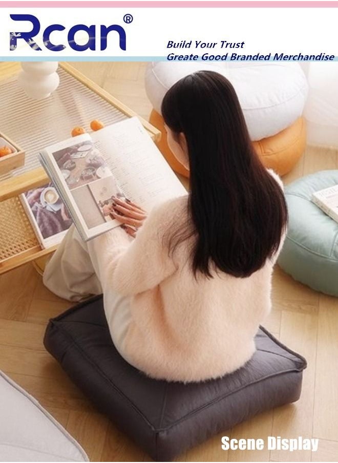 PU Leather Floor Pillow Back Bay Window Tatami Mat Waterproof Cushion Thickened Square With Handle Soft Fluffy Cool Insulation Pillow Suitable for Office Family Car Desks Chairs School