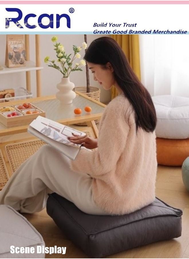 PU Leather Floor Pillow Back Bay Window Tatami Mat Waterproof Cushion Thickened Square With Handle Soft Fluffy Cool Insulation Pillow Suitable for Office Family Car Desks Chairs School