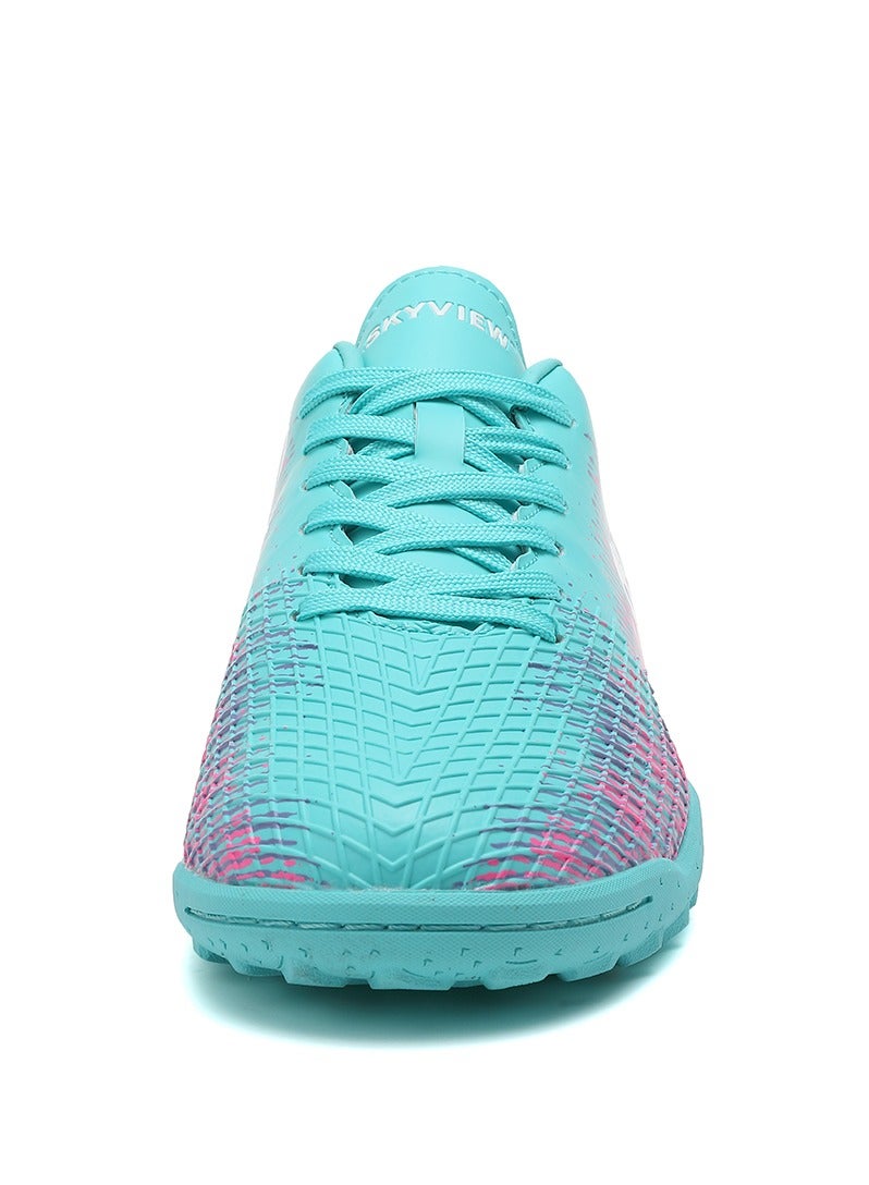 سكاي فيو أحذية كرة قدم للأولاد والبنات برباط أحذية كرة قدم عشبية للأطفال للاستخدام الداخلي والخارجي أحذية كرة قدم للجنسين IC أو IN حذاء رياضي مسطح عريض للتدريب - Image 3