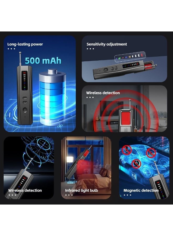 Boyi Hidden Camera Detectors, Bug Detector with Vibration Sound Alarm, Anti-Tracking, Anti Spy for Listening Device-6 Levels Sensitivity - Image 4