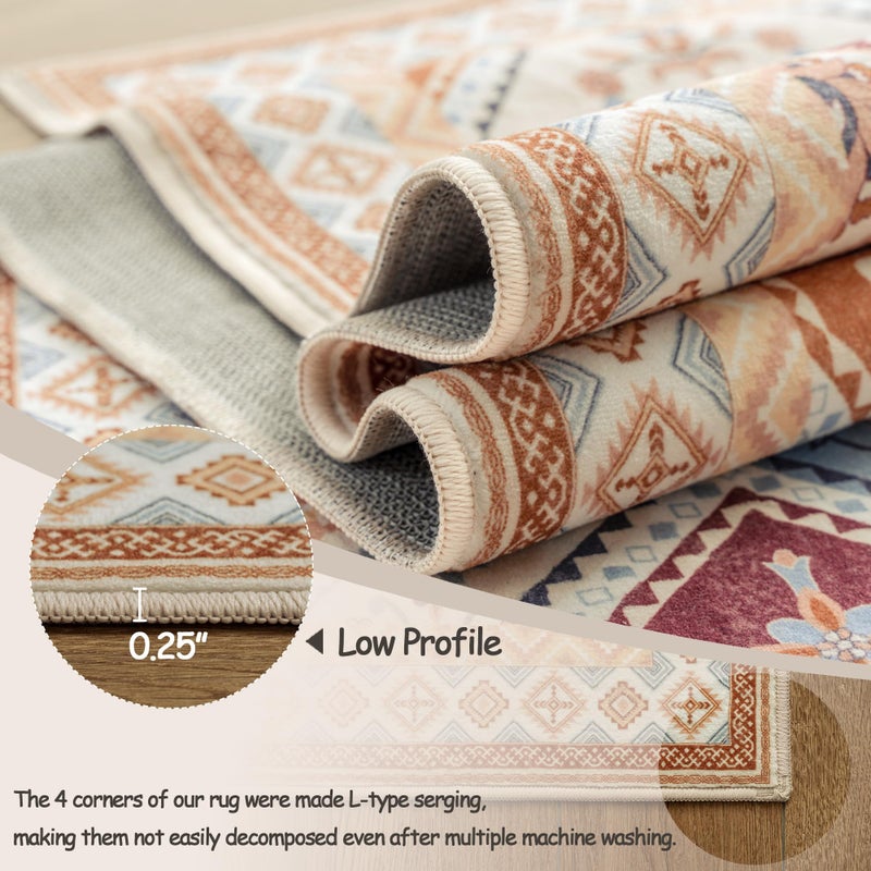 TTelephant Moroccan Trellis Entryway Rug - 2x3 Entryway Rug Non-Slip Washable Indoor Doormat Low-Pile Small Throw Rugs for Entrance Kitchen Farmhouse Bathroom Bedroom- Multi - Image 3