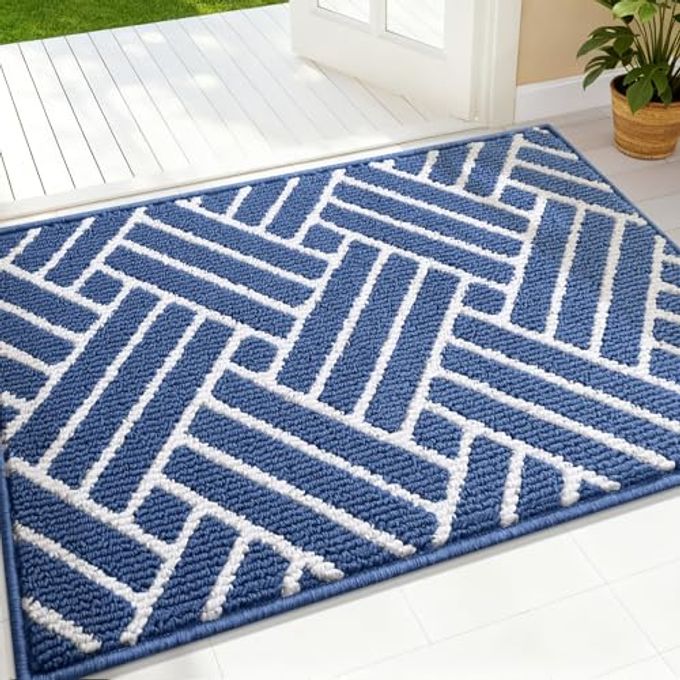 OLANLY Indoor Door Mat, 32x20 Inch, Dirt Resistant and Absorbent, Non-Slip Rubber Backing Floor Mats, Easy Clean Low-Profile Doormat for Entryway, Front Door, and Inside Entrance, Navy - Image 4