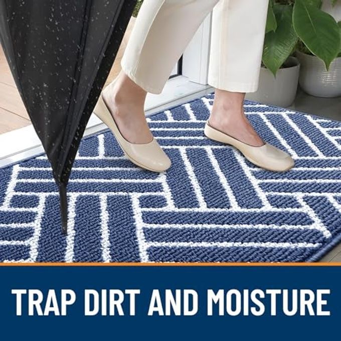 OLANLY Indoor Door Mat, 32x20 Inch, Dirt Resistant and Absorbent, Non-Slip Rubber Backing Floor Mats, Easy Clean Low-Profile Doormat for Entryway, Front Door, and Inside Entrance, Navy - Image 5