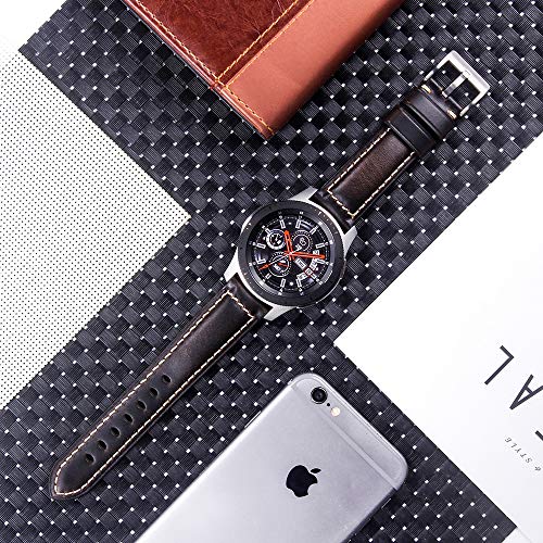 Berfine 22mm Quick Release Retro Leather Watch Band,Vintage Oil-tanned Pull-up Leather Watch Strap Replacement,Black Brown - Image 4
