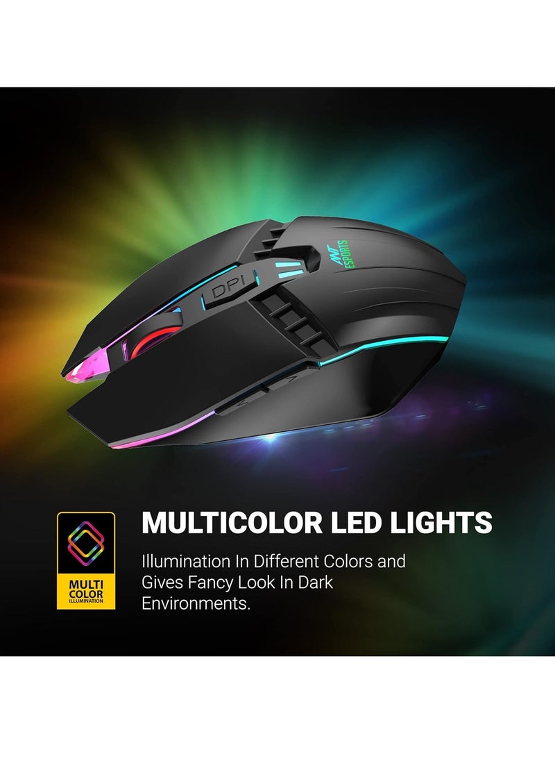 ANT Esports - GM50 Optical Wired Gaming Mouse | Slimmer Shell Design for Claw Grips | Contoured Shape | Premium Build Quality | Multi-Zone RGB Lighting - Image 1
