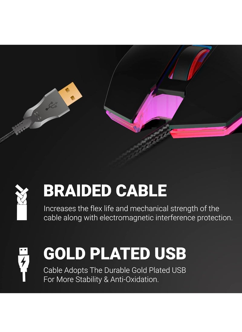 ANT Esports - GM50 Optical Wired Gaming Mouse | Slimmer Shell Design for Claw Grips | Contoured Shape | Premium Build Quality | Multi-Zone RGB Lighting - Image 1