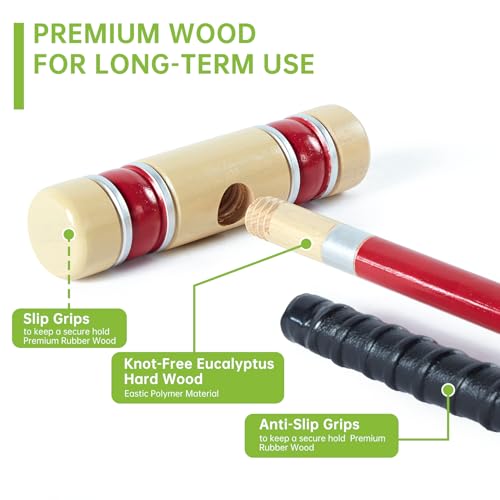 Pointyard 28" Croquet Set for 6 Players - Premium Wooden Mallets, Colored Balls & Carry Bag - Outdoor Games for Adults/Families at Lawn, Beach, Yard Game,Anti-Slip Handle - Image 2