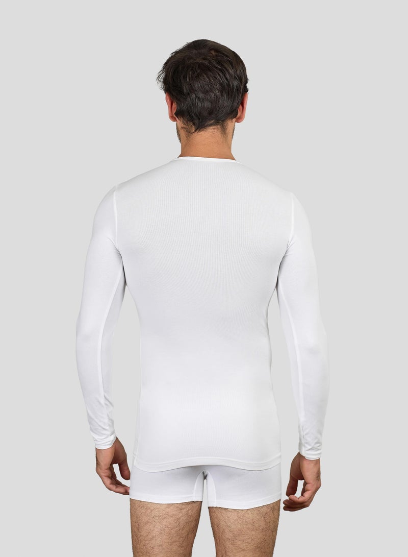 DICE Men's Long Sleeve Cotton Lycra Undershirt Slim Fit, Thermal Base Layer for Everyday - Image 2