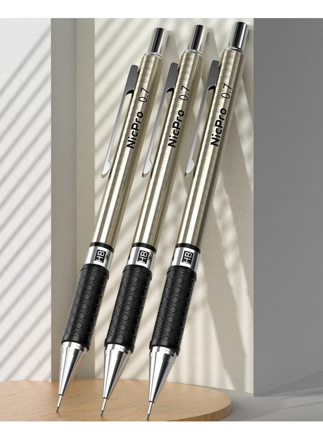 Nicpro 0.7 Mm Art Mechanical Pencil Set In Storage Case, 3 Pcs Metal Drafting Pencil Lead Pencil With 6 Tube Hb Lead Refills, 3 Erasers, 9 Pcs Eraser Refills For Artist Writing, Drawing, Sketching - Image 3