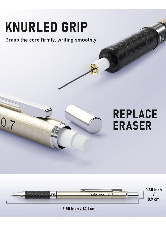 Nicpro 0.7 Mm Art Mechanical Pencil Set In Storage Case, 3 Pcs Metal Drafting Pencil Lead Pencil With 6 Tube Hb Lead Refills, 3 Erasers, 9 Pcs Eraser Refills For Artist Writing, Drawing, Sketching - Image 5