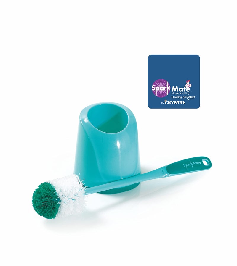 Sparkmate By Crystal Premium Antibacterial Toilet Brush With Holder, Aqua Green, Medium (PSMB-004) - Image 2