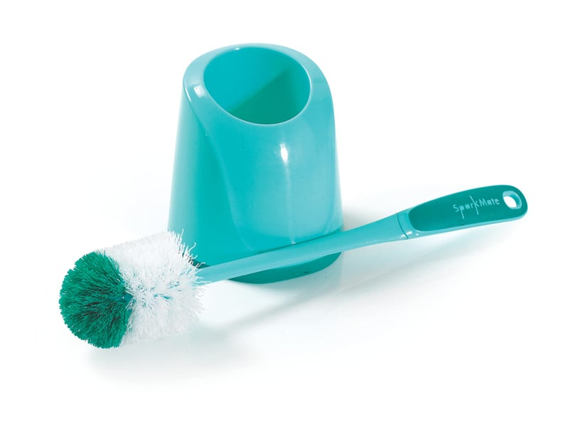 Sparkmate By Crystal Premium Antibacterial Toilet Brush With Holder, Aqua Green, Medium (PSMB-004) - Image 1