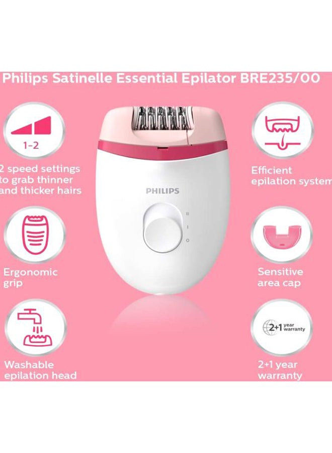 Philips BRE235/00 Satinelle Essential Corded Epilator White/Pink - Image 3