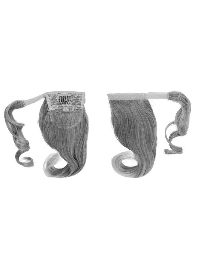 CAISHA By Prettyshop 16" Hairpiece Clip On Ponytail Extension Slight Wavy With Velcro Brown Gray Highlights Hck209 - Image 5