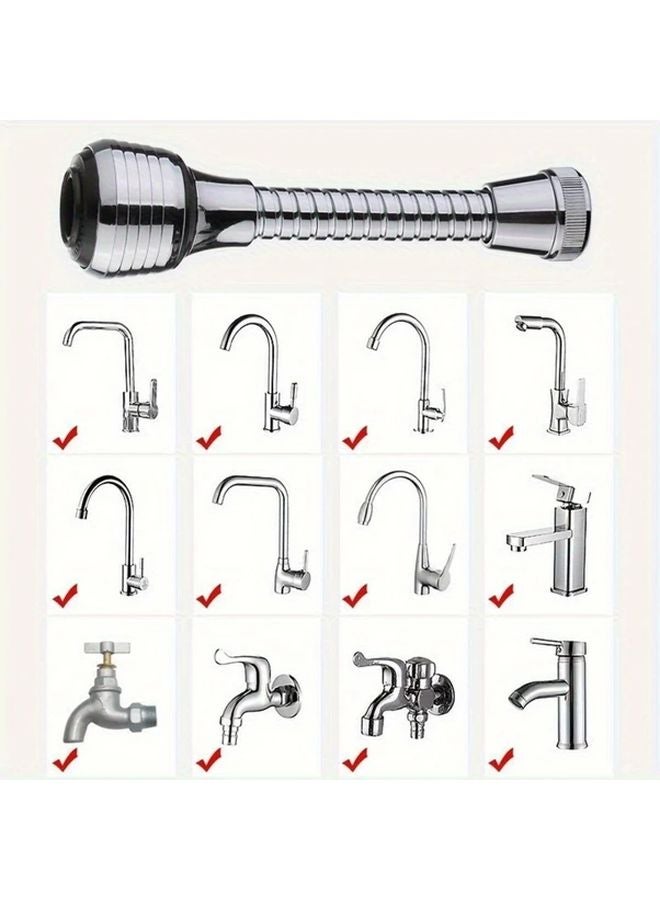 صنبور طويل فضي قابل للدوران 360 درجة، امتداد صنبور قابل للتعديل عالي الضغط، رشاش موفر للمياه - Image 5