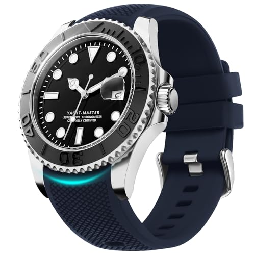 Fullmosa 22mm 20mm 24mm Silicone Watch Bands Curved Watch Strap Compatible with Samsung Galaxy Watch 7 6 5 4 3, Garmin Fossil Amazfit for Men Women(20mm,Blue) - Image 1