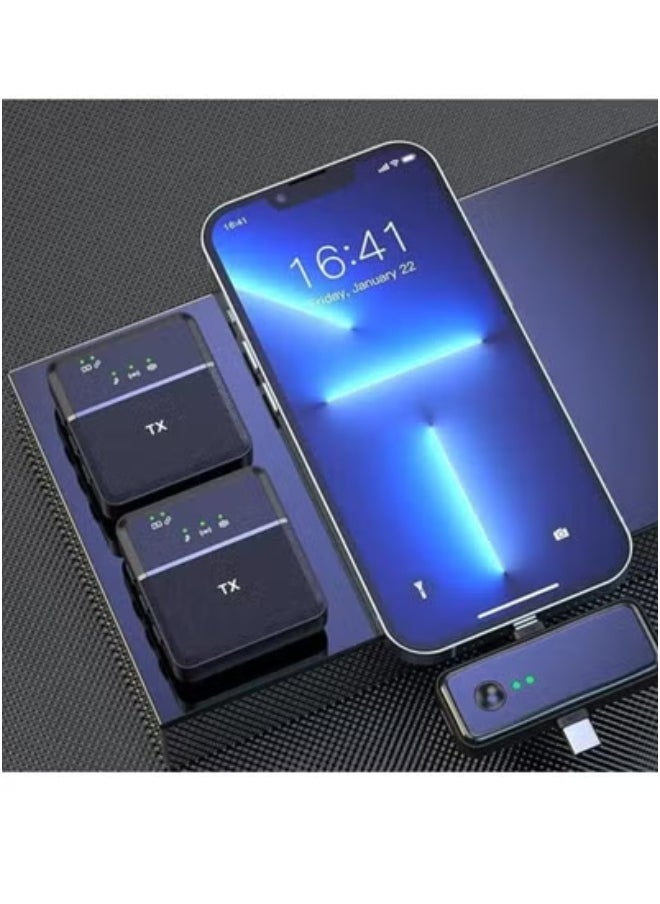3-in-1 Wireless Microphone SX31 for iPhone, Android & Camera – Dual Lavalier Mini Mic with 2.4G Transmission | Plug & Play | Smart Noise Cancellation | 10H Battery Life | 20m Range | Supports Lightning, USB-C & 3.5mm Devices for Vlogging & Streaming