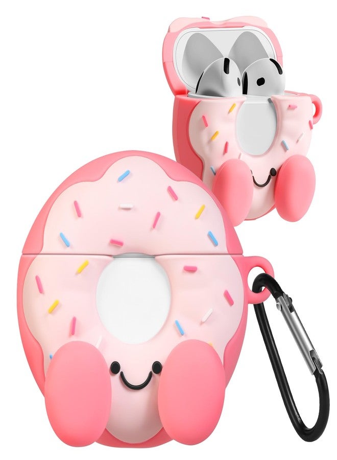 جراب Joyleop لسماعات AirPods 4 - للنساء والفتيات والأطفال، بتصميم كرتوني ثلاثي الأبعاد لطيف ومرح وفريد من نوعه على شكل دونات، مصنوع من السيليكون الناعم، لحماية سماعات AirPods من الجيل الرابع (2024) مع سلسلة مفاتيح. - Image 1