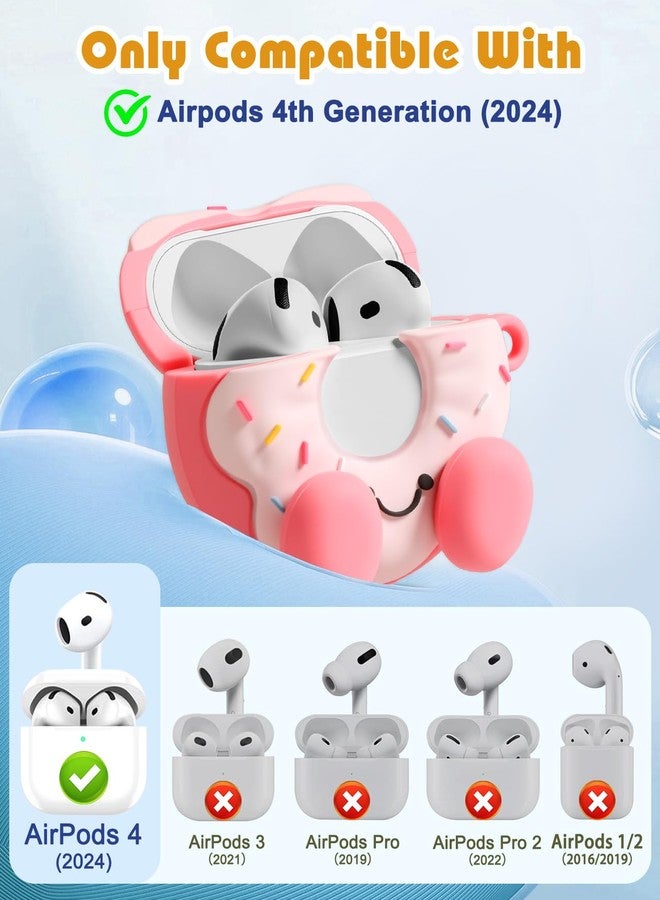جراب Joyleop لسماعات AirPods 4 - للنساء والفتيات والأطفال، بتصميم كرتوني ثلاثي الأبعاد لطيف ومرح وفريد من نوعه على شكل دونات، مصنوع من السيليكون الناعم، لحماية سماعات AirPods من الجيل الرابع (2024) مع سلسلة مفاتيح. - Image 2