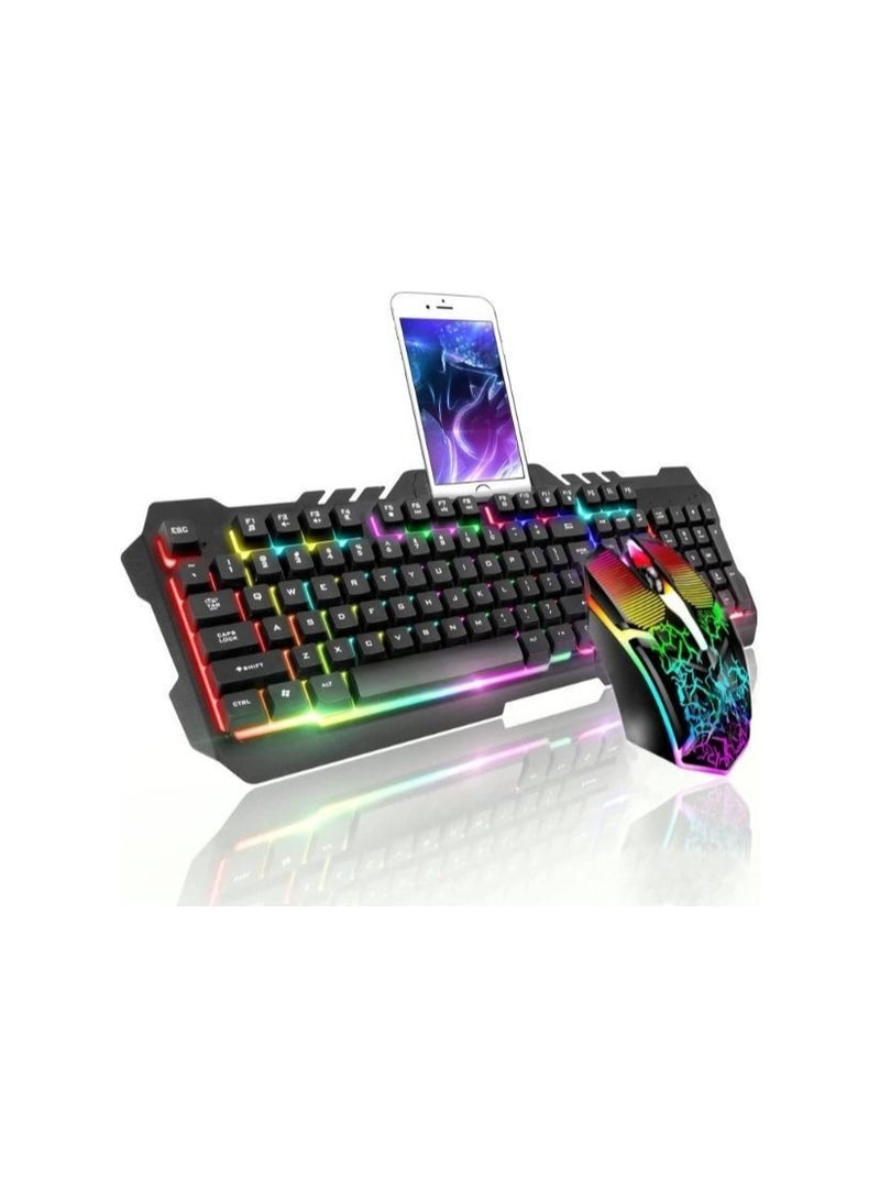 Wired Gaming Keyboard and Mouse Combo – LED Backlit USB Keyboard with Mechanical Sensitivity – for Gaming, Work & Entertainment 