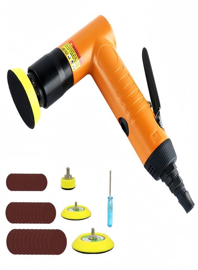 KZU Mini Random Orbital Sander, 22000RPM Small Hand Air Sander, Pneumatic Polisher Tool with 1''/ 2''/ 3'' Sanding Pads & 30PCS Sand Papers for Woodworking Air Angle Grinder - Image 1