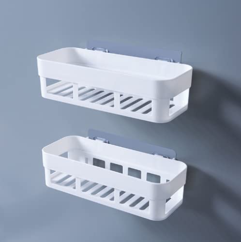 KEXES Multipurpose Cosmetic Organizer Shampoo Bottle Holder Plastic Wall Holder Box Shelf with SelfAdhesive Sticker Hooks for Kitchen Bathroom WHITE - Image 2