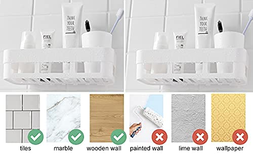 KEXES Multipurpose Cosmetic Organizer Shampoo Bottle Holder Plastic Wall Holder Box Shelf with SelfAdhesive Sticker Hooks for Kitchen Bathroom WHITE - Image 3