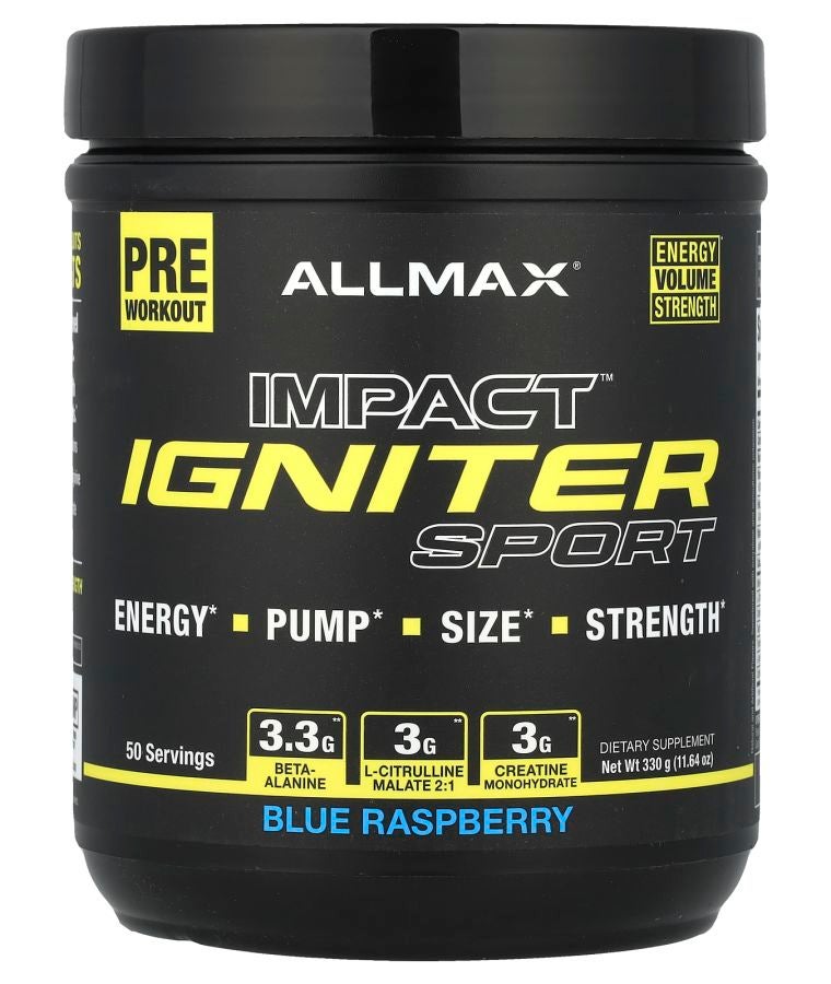 Allmax Impact™ Igniter Sport Pre Workout Blue Raspberry 11.64 oz (330 g)