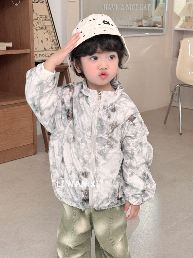 Children'S Camouflage Lightweight Sunscreen Coat 2025 Spring Kids' Tie-Dye Parachute Pants All-Match Niche Base Shirt - Image 2