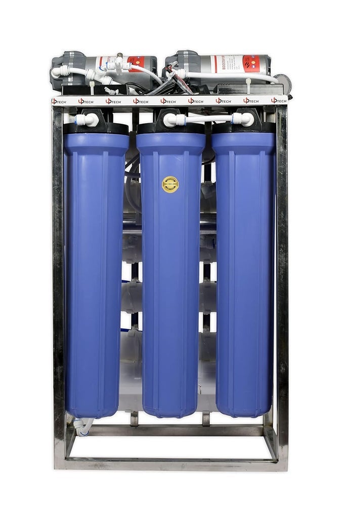 100 LPH COMMERCIAL RO WATER PURIFIER PLANT ROUVTDS ADJUSTERAUTO SHUT OFF OUTPUT100 LITER PER HOUR BLUE STAINLESS STEEL FULLY AUTOMATIC WITH TDS ADJUSTER WORKS UP TO 3000 TDS