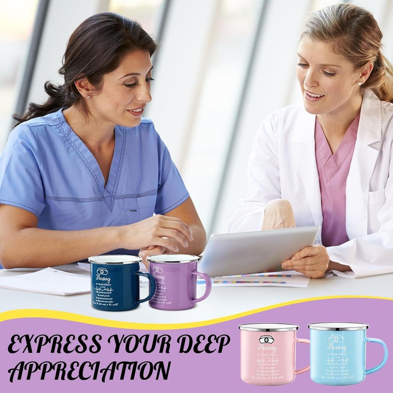 SiliFine 12 Pcs Nurse Week Gifts Bulk 2025 Nurse Appreciation Cup 12 oz Enamel Nursing Coffee Mugs with Handle for Nurses Day Women Doctor Assistant Graduation Christmas Thank You Gift - Image 3