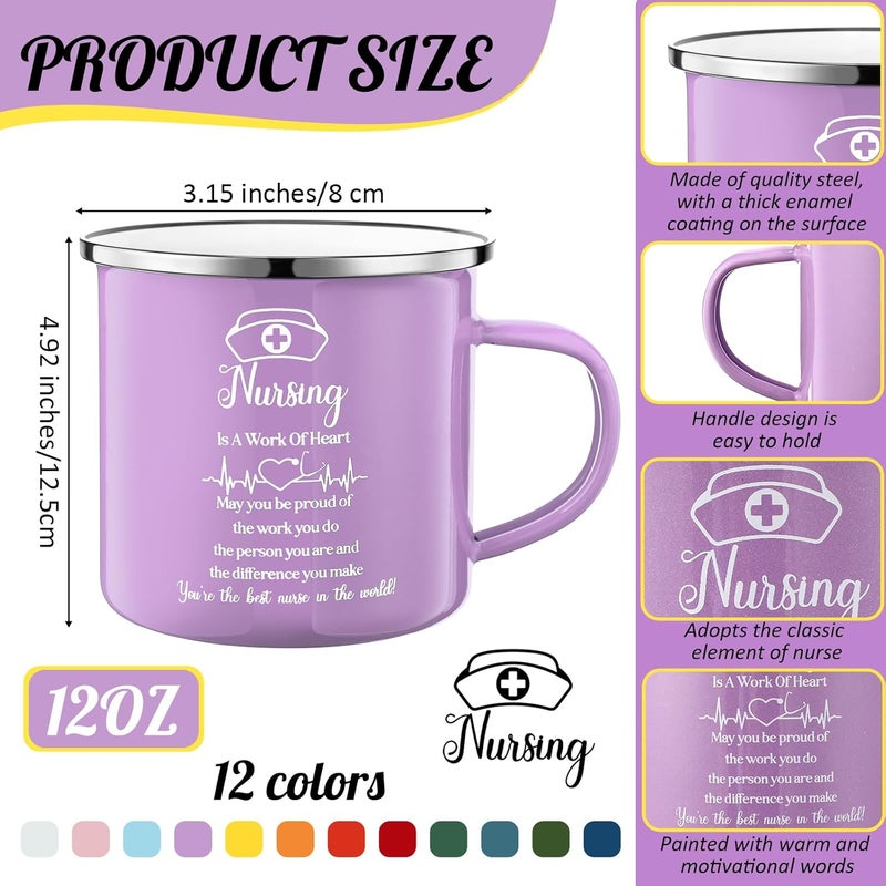 SiliFine 12 Pcs Nurse Week Gifts Bulk 2025 Nurse Appreciation Cup 12 oz Enamel Nursing Coffee Mugs with Handle for Nurses Day Women Doctor Assistant Graduation Christmas Thank You Gift - Image 2