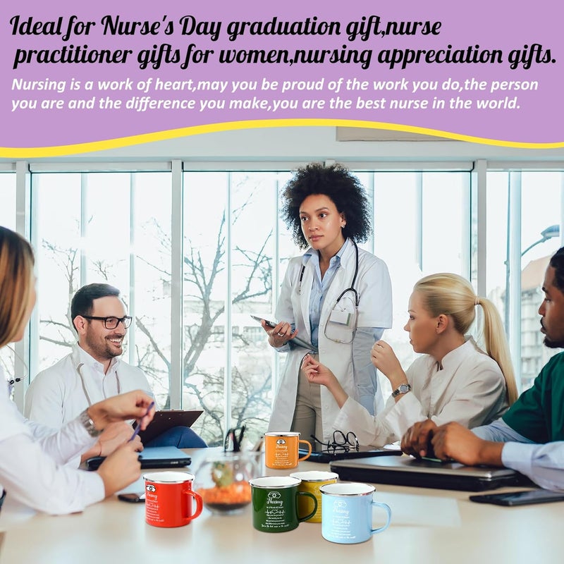 SiliFine 12 Pcs Nurse Week Gifts Bulk 2025 Nurse Appreciation Cup 12 oz Enamel Nursing Coffee Mugs with Handle for Nurses Day Women Doctor Assistant Graduation Christmas Thank You Gift - Image 5