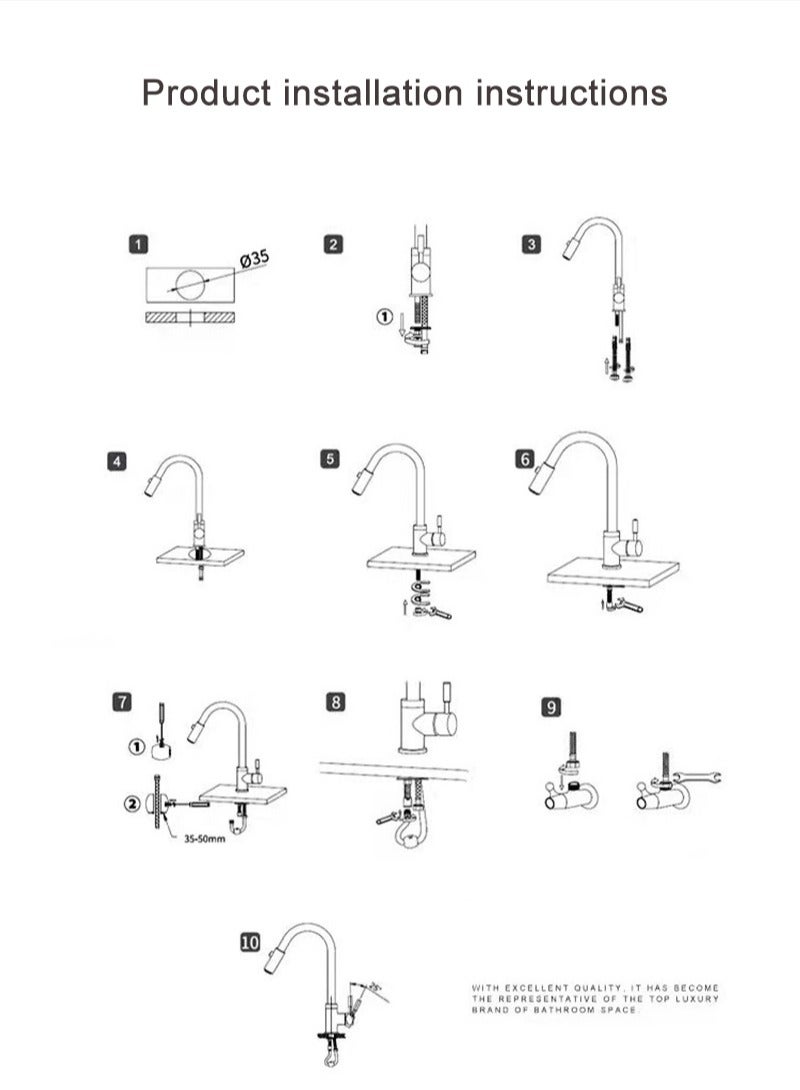 Monda Kitchen Pull-Out Hot and Cold Faucet Three-in-One Pure Direct Drinking Faucet Washbasin Sink Sink Faucet - Image 5