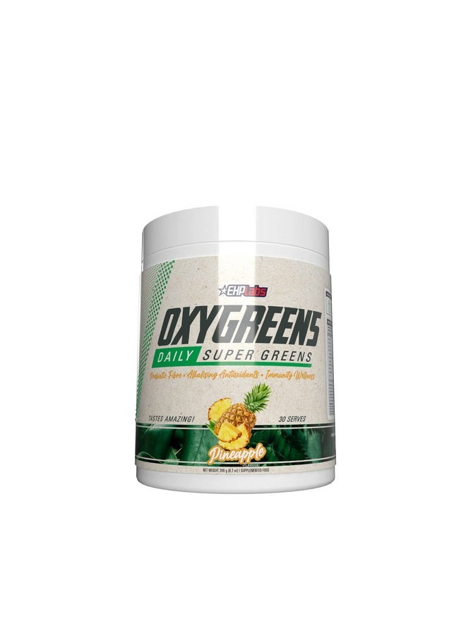 EHP Labs - Ehplabs Oxygreens Daily Super Greens Powder Spirulina Powder Greens Superfood Powder With Prebiotic Fibre Alkalizing Antioxidants & Immunity Wellness 30 Serves (Pineapple) - Image 1