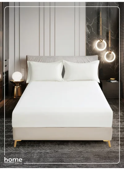 Donetella Bedding Fitted Sheet - Fits 150x200 Cm Bed For Queen Bed 3 Pcs (1 Fitted Sheet and 2 Pillowcases) - 30 Cm Deep Pocket - Solid Bed Sheet