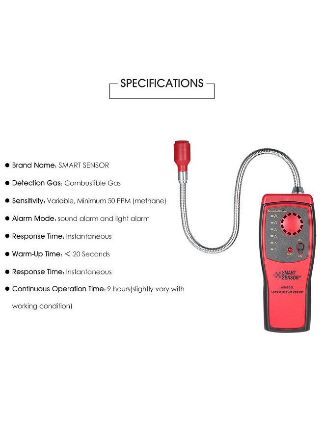 Lepmerk - SMART SENSOR Brand New Handheld Portable Automotive Mini Combustible Gas Detector Gas Leakage Location Determine Tester with Sound and Light Alarm - Image 1