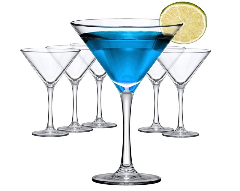 Homies HOMIES Crystal Martini Glasses with Stem Set of 6 Elegant Cocktail Glasses for Bar Cosmopolitan Manhattan Gimlet Pisco Sour 190ml 65oz  - Image 1