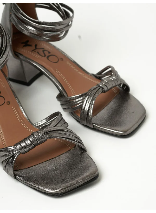 Y.so Y.SO Ladies Mid Heel Sandals Grey | Made In India