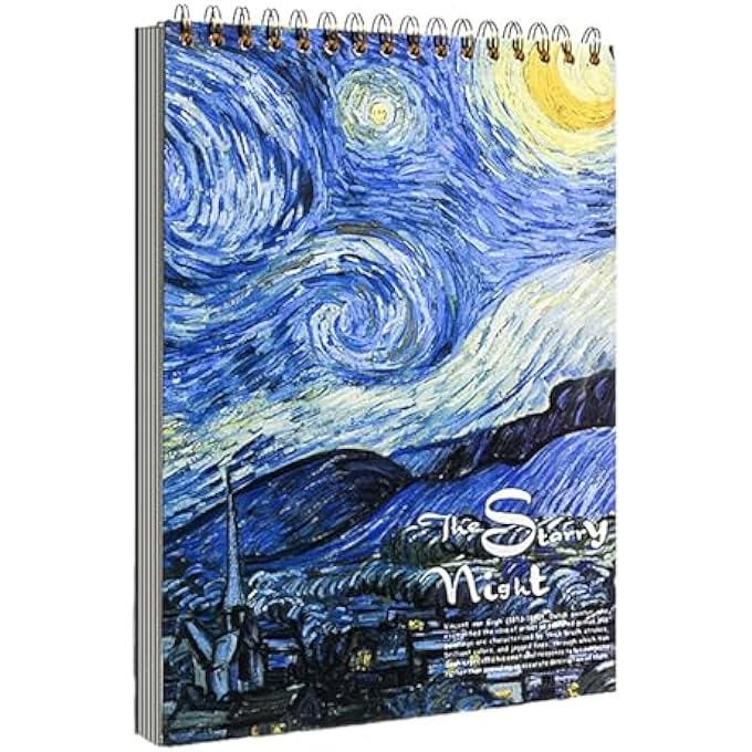 A4 STARRY NIGHT SKETCHBOOK - 8.27 X 11.4 INCH, 60 SHEETS ACID-FREE THICK PAPER, SPIRAL BOUND ART SKETCH PAD FOR DRAWING, PAINTING & WRITING, PERFECT FOR ADULTS, STUDENTS & BEGINNERS - Image 1
