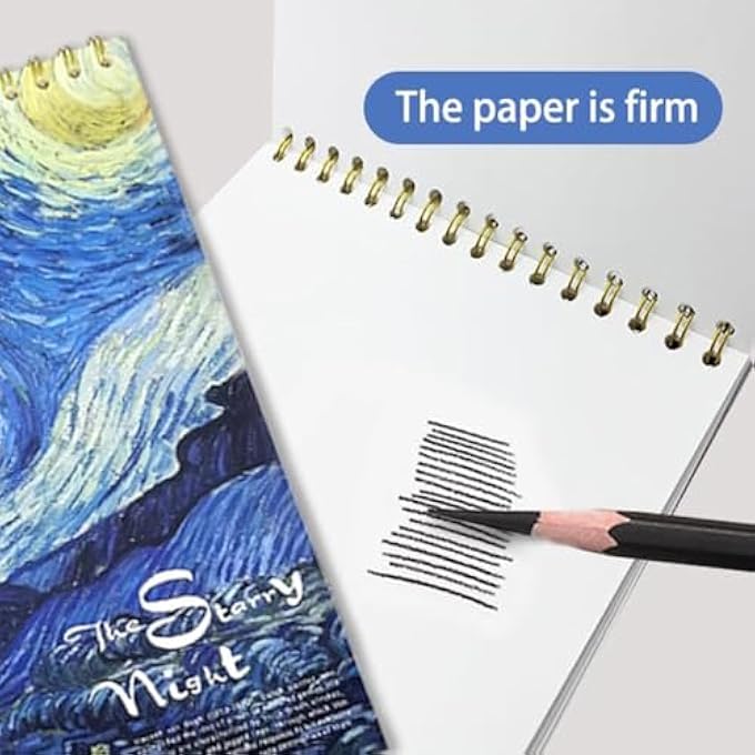 A4 STARRY NIGHT SKETCHBOOK - 8.27 X 11.4 INCH, 60 SHEETS ACID-FREE THICK PAPER, SPIRAL BOUND ART SKETCH PAD FOR DRAWING, PAINTING & WRITING, PERFECT FOR ADULTS, STUDENTS & BEGINNERS - Image 2