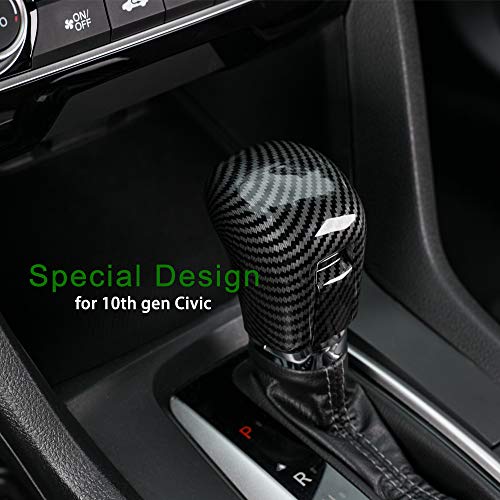 Thenice for 10th Gen Civic Gear Shifting Knob Cover CVT Automatic Transmission Lever Trim Interior Accessories Compatible with Honda Civic 2021 2020 2019 2018 2017 2016 -Black - Image 4